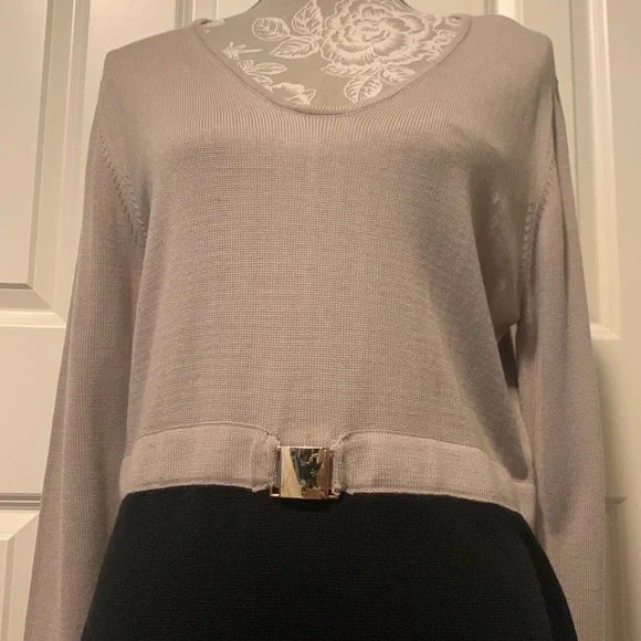 Calvin Klein Long Sleeve 2 tone dress - Picture 2 of 7